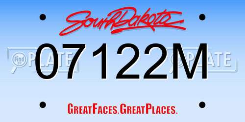07122M South Dakota License Plate