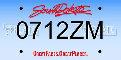 0712ZM South Dakota License Plate