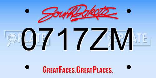 0717ZM South Dakota License Plate