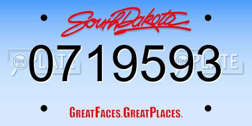 0719593 South Dakota License Plate