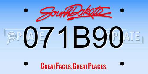 071B90 South Dakota License Plate