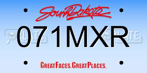071MXR South Dakota License Plate
