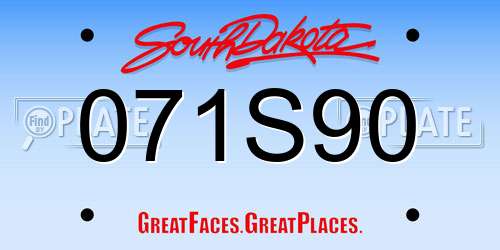 071S90 South Dakota License Plate