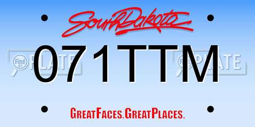 071TTM South Dakota License Plate