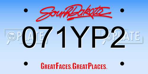 071YP2 South Dakota License Plate