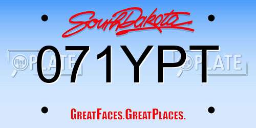 071YPT South Dakota License Plate