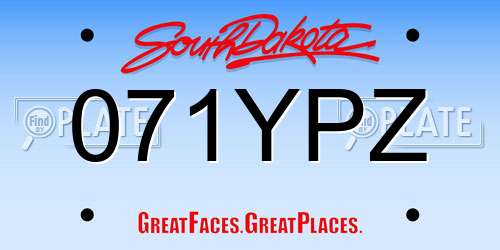 071YPZ South Dakota License Plate