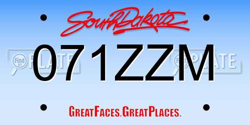 071ZZM South Dakota License Plate