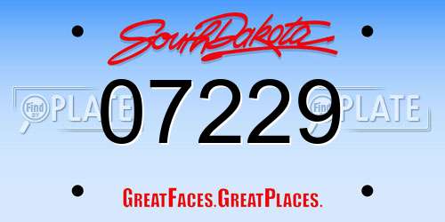 07229 South Dakota License Plate