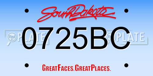 0725BC South Dakota License Plate