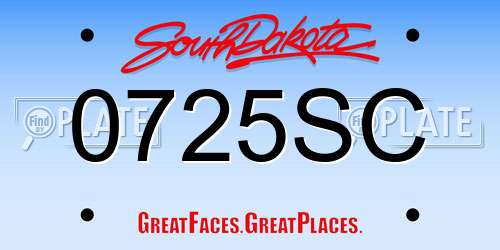0725SC South Dakota License Plate