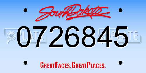 0726845 South Dakota License Plate