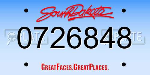 0726848 South Dakota License Plate