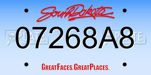 07268A8 South Dakota License Plate