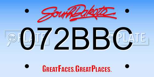 072BBC South Dakota License Plate