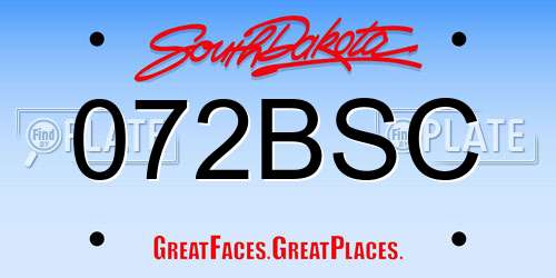 072BSC South Dakota License Plate