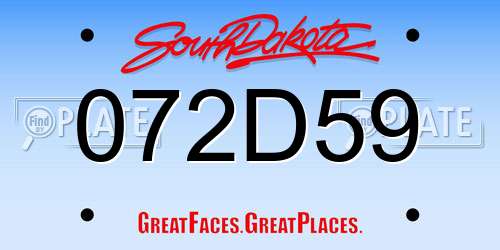 072D59 South Dakota License Plate