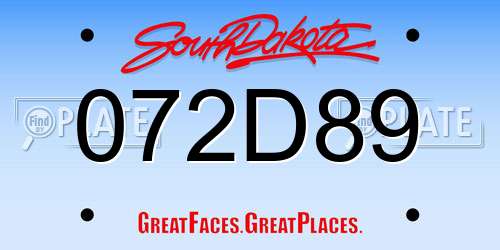 072D89 South Dakota License Plate
