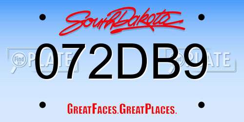 072DB9 South Dakota License Plate