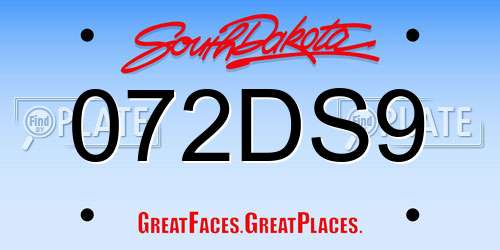 072DS9 South Dakota License Plate