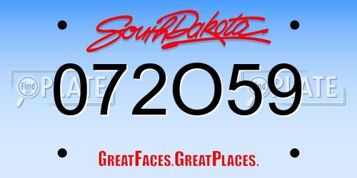 072O59 South Dakota License Plate