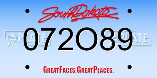 072O89 South Dakota License Plate