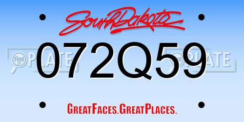 072Q59 South Dakota License Plate