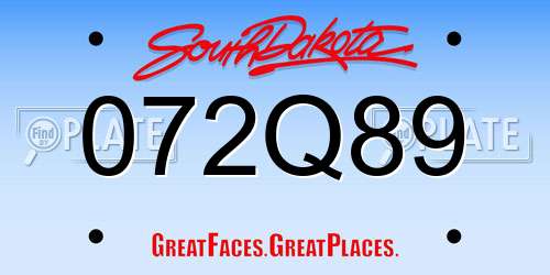 072Q89 South Dakota License Plate