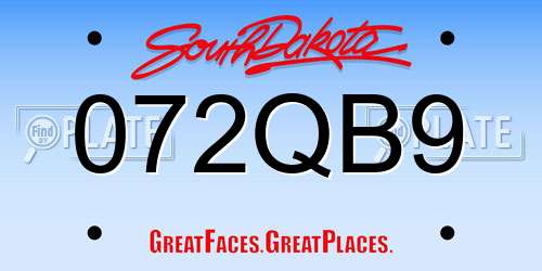 072QB9 South Dakota License Plate
