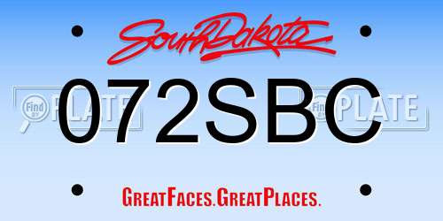 072SBC South Dakota License Plate