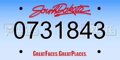0731843 South Dakota License Plate