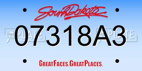 07318A3 South Dakota License Plate