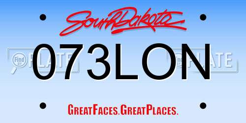 073LON South Dakota License Plate