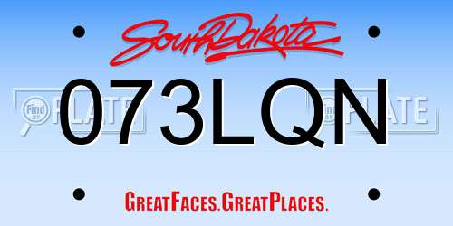 073LQN South Dakota License Plate