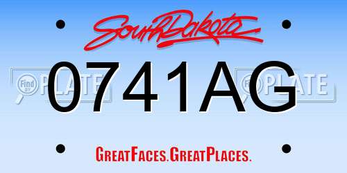 0741AG South Dakota License Plate