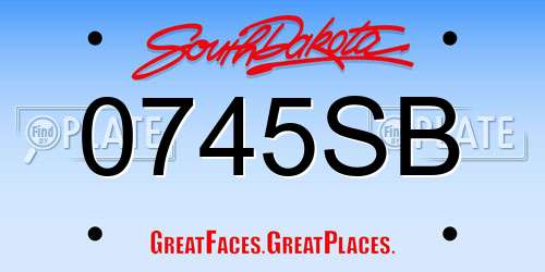 0745SB South Dakota License Plate