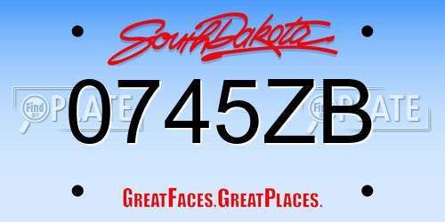 0745ZB South Dakota License Plate