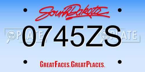 0745ZS South Dakota License Plate