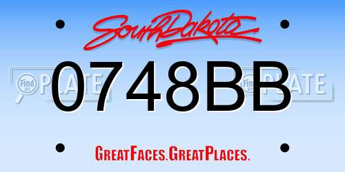 0748BB South Dakota License Plate