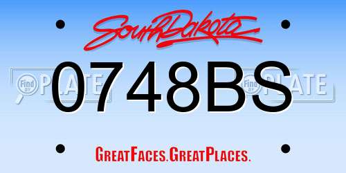 0748BS South Dakota License Plate