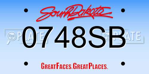 0748SB South Dakota License Plate