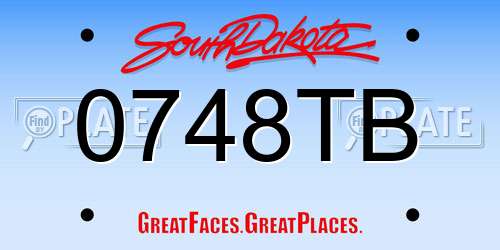 0748TB South Dakota License Plate