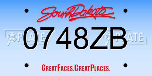 0748ZB South Dakota License Plate