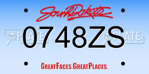 0748ZS South Dakota License Plate