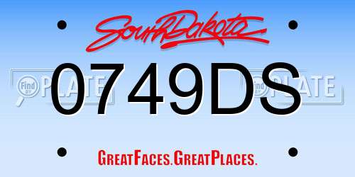 0749DS South Dakota License Plate