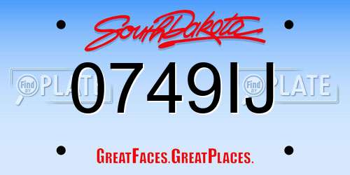 0749IJ South Dakota License Plate