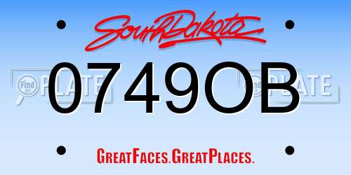 0749OB South Dakota License Plate