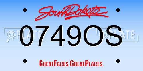 0749OS South Dakota License Plate