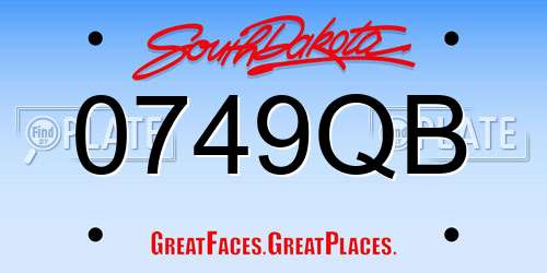 0749QB South Dakota License Plate
