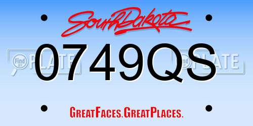 0749QS South Dakota License Plate